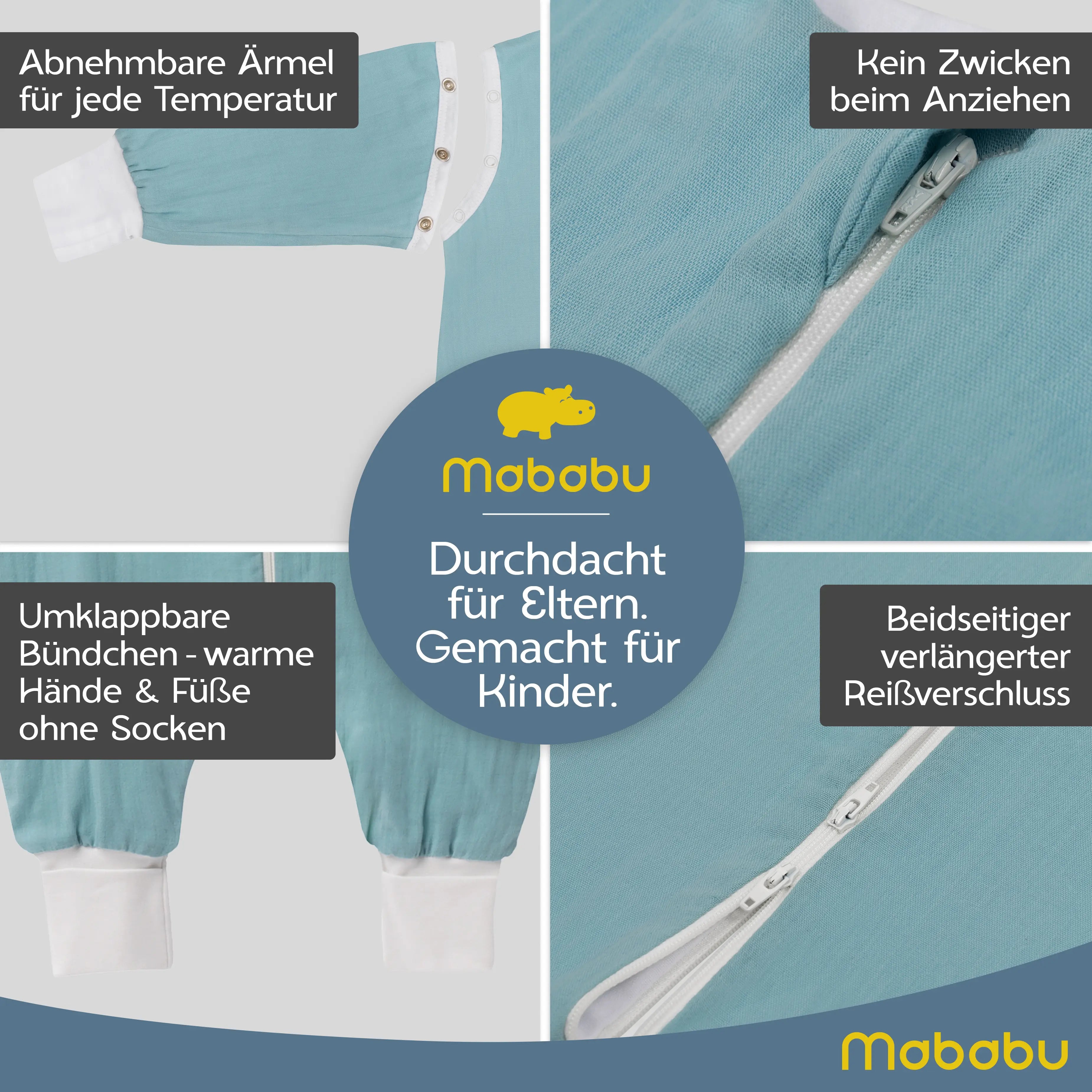Musselin Sommer Schlafsack mit Füßen 0.5 TOG