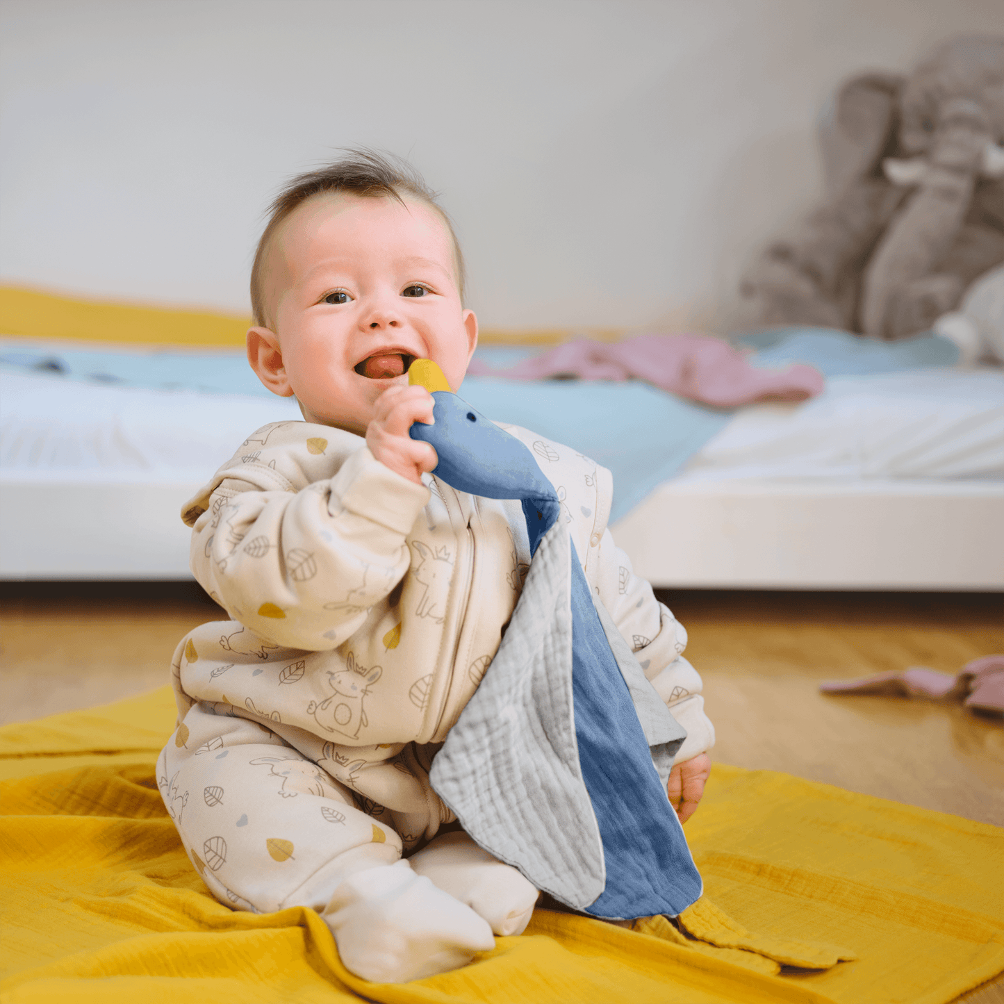 Panno per le coccole, panno per le coccole, ausilio per la nanna del bambino, piumone coniglietto 100% cotone mussola GOTS
