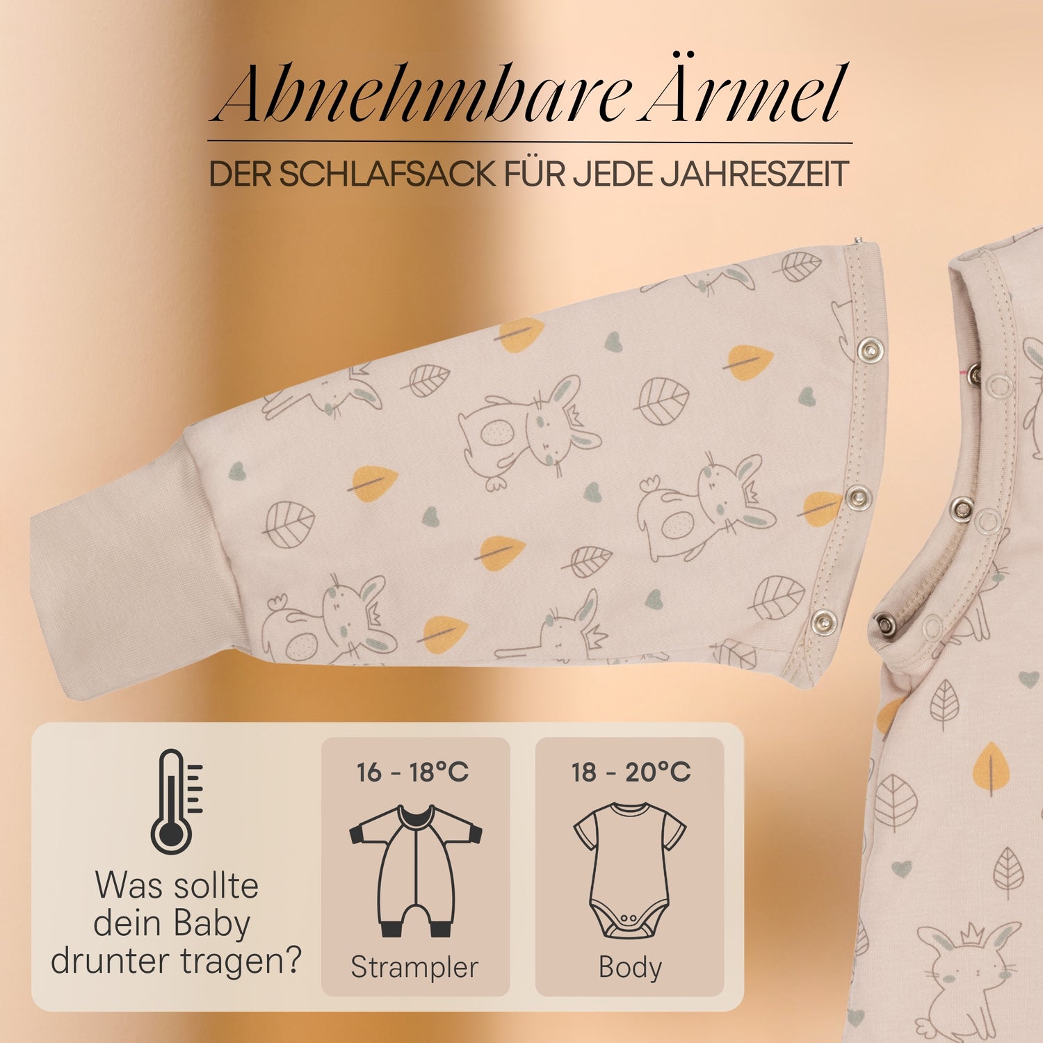 2.5 TOG - Ganzjahres Baby Schlafsack mit Füßen &amp; abnehmbaren Ärmeln - Herbst &amp; Winterschlafsack