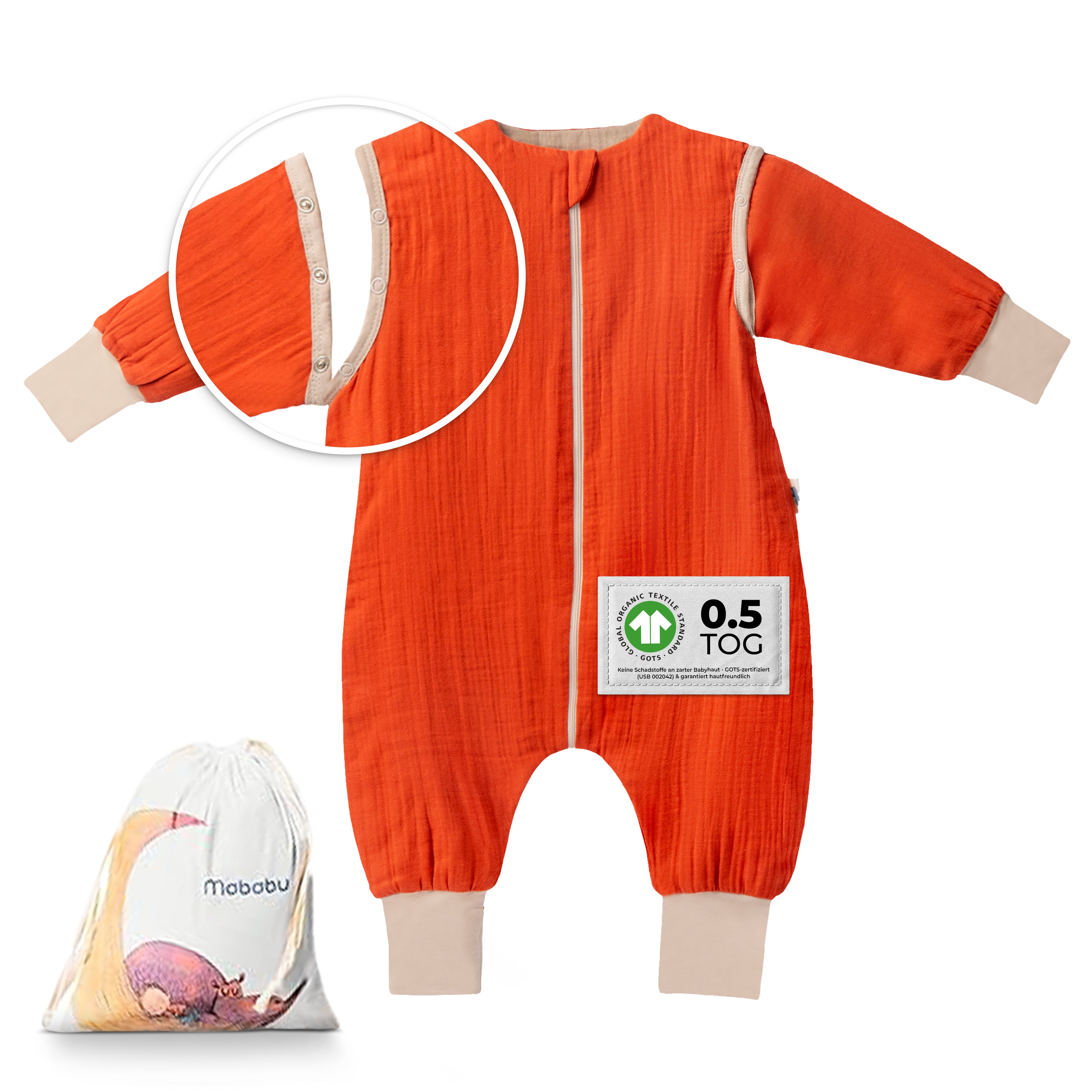 Musselin Sommer Schlafsack mit Füßen 0.5 TOG