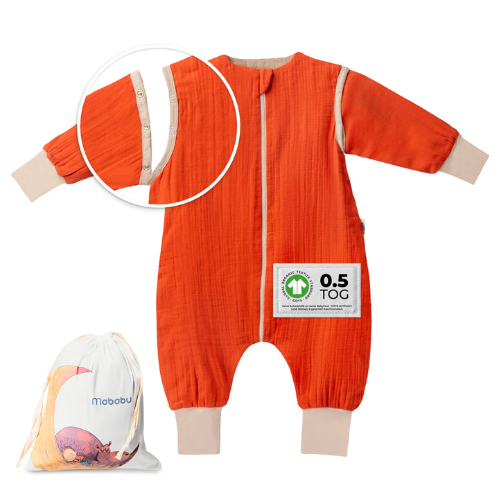 Musselin Sommer Schlafsack mit Füßen 0.5 TOG