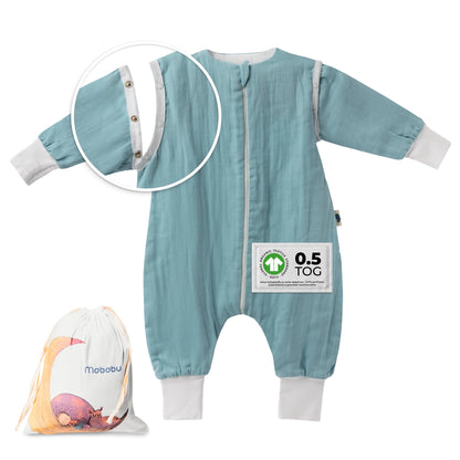 Musselin Sommer Schlafsack mit Füßen 0.5 TOG