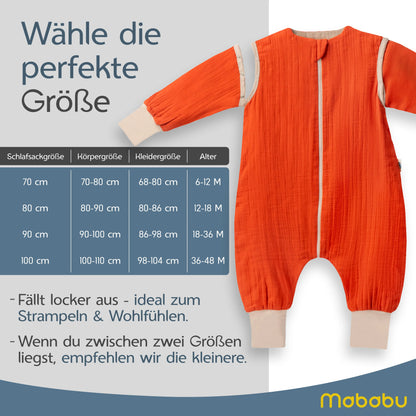 Musselin Sommer Schlafsack mit Füßen 0.5 TOG