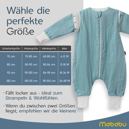 Musselin Sommer Schlafsack mit Füßen 0.5 TOG