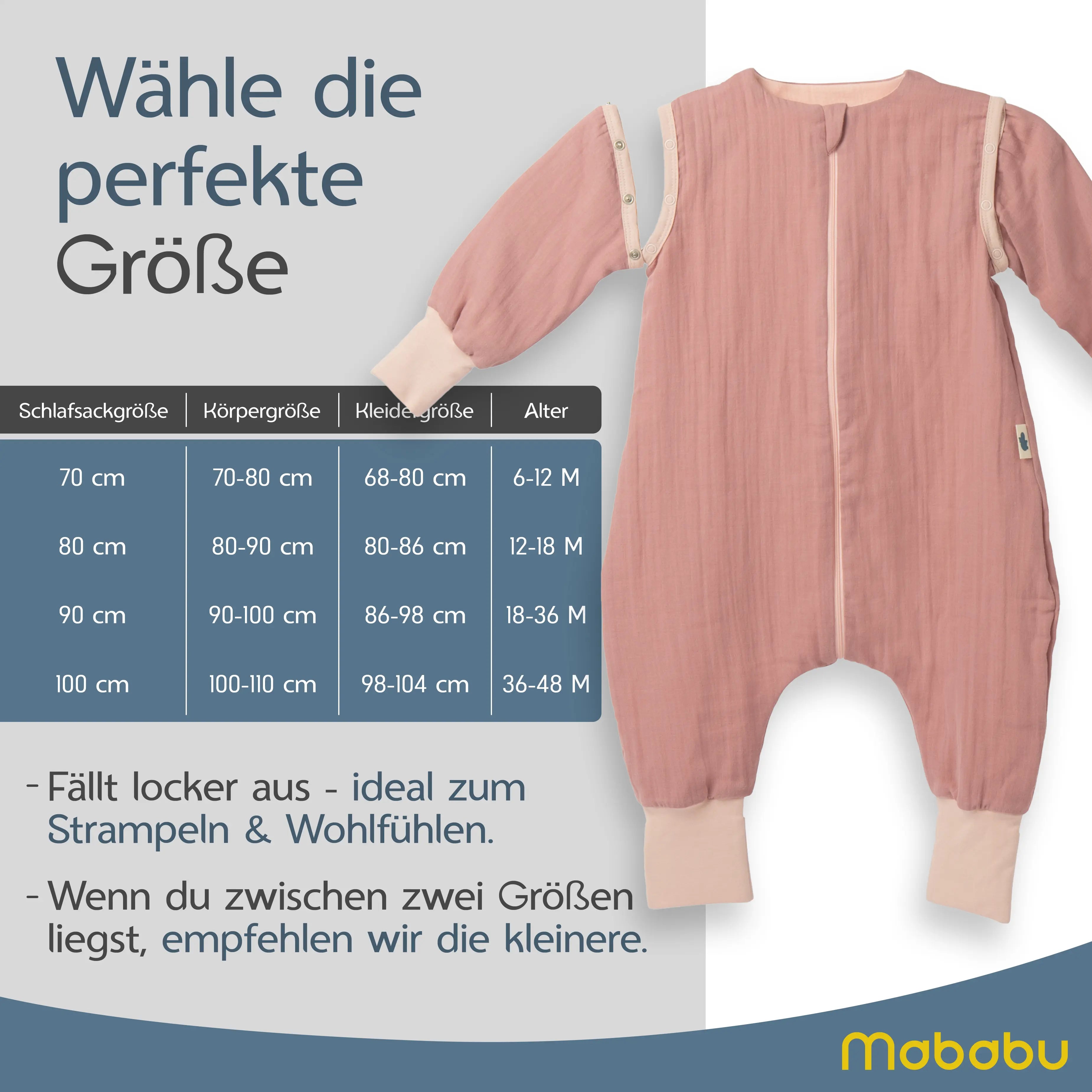Musselin Sommer Schlafsack mit Füßen 0.5 TOG