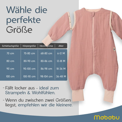 Musselin Sommer Schlafsack mit Füßen 0.5 TOG