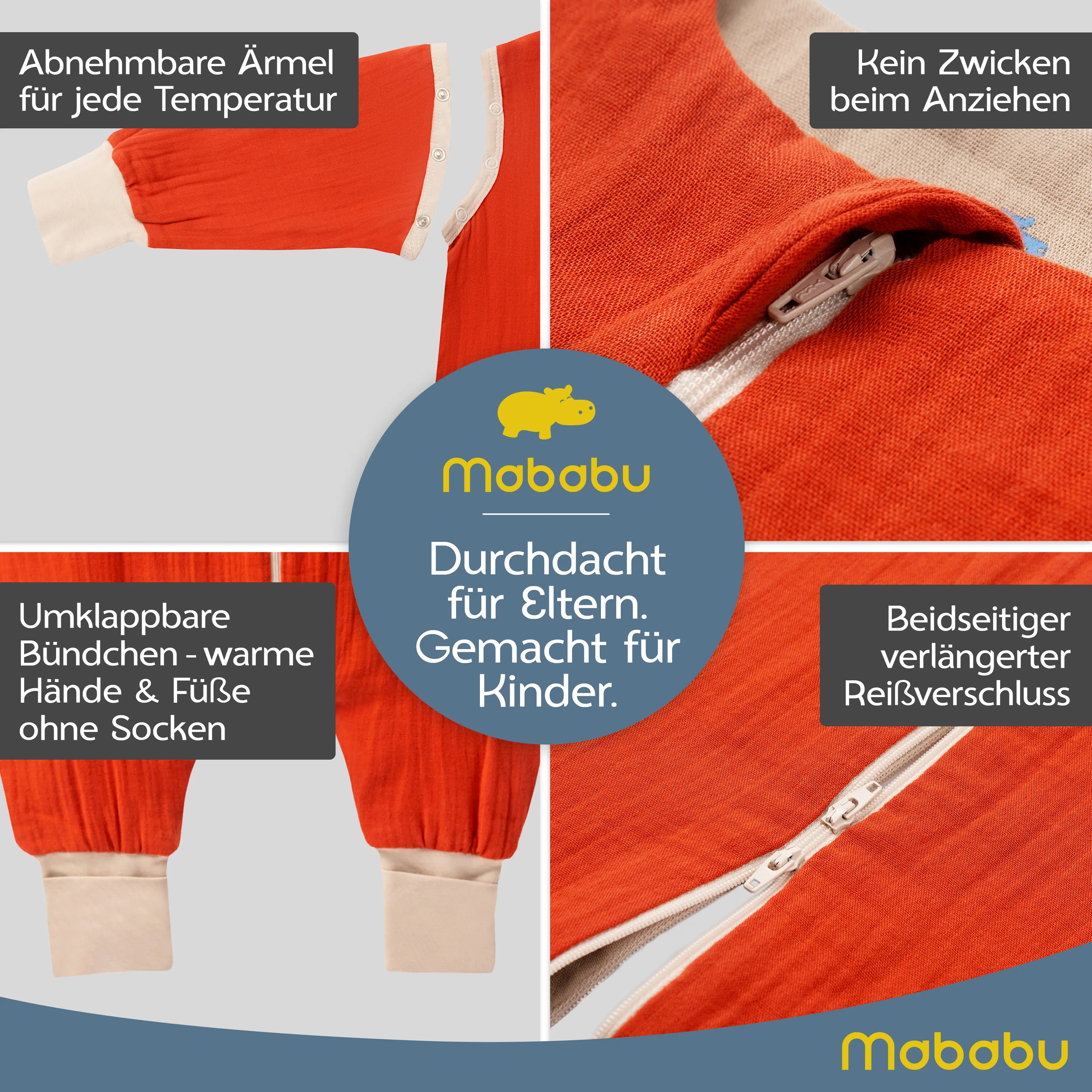 Musselin Sommer Schlafsack mit Füßen 0.5 TOG