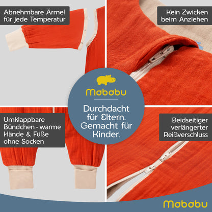 Musselin Sommer Schlafsack mit Füßen 0.5 TOG