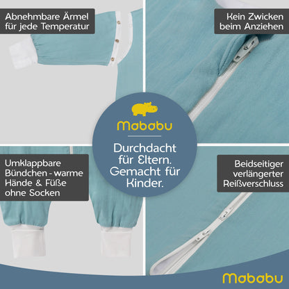 Musselin Sommer Schlafsack mit Füßen 0.5 TOG