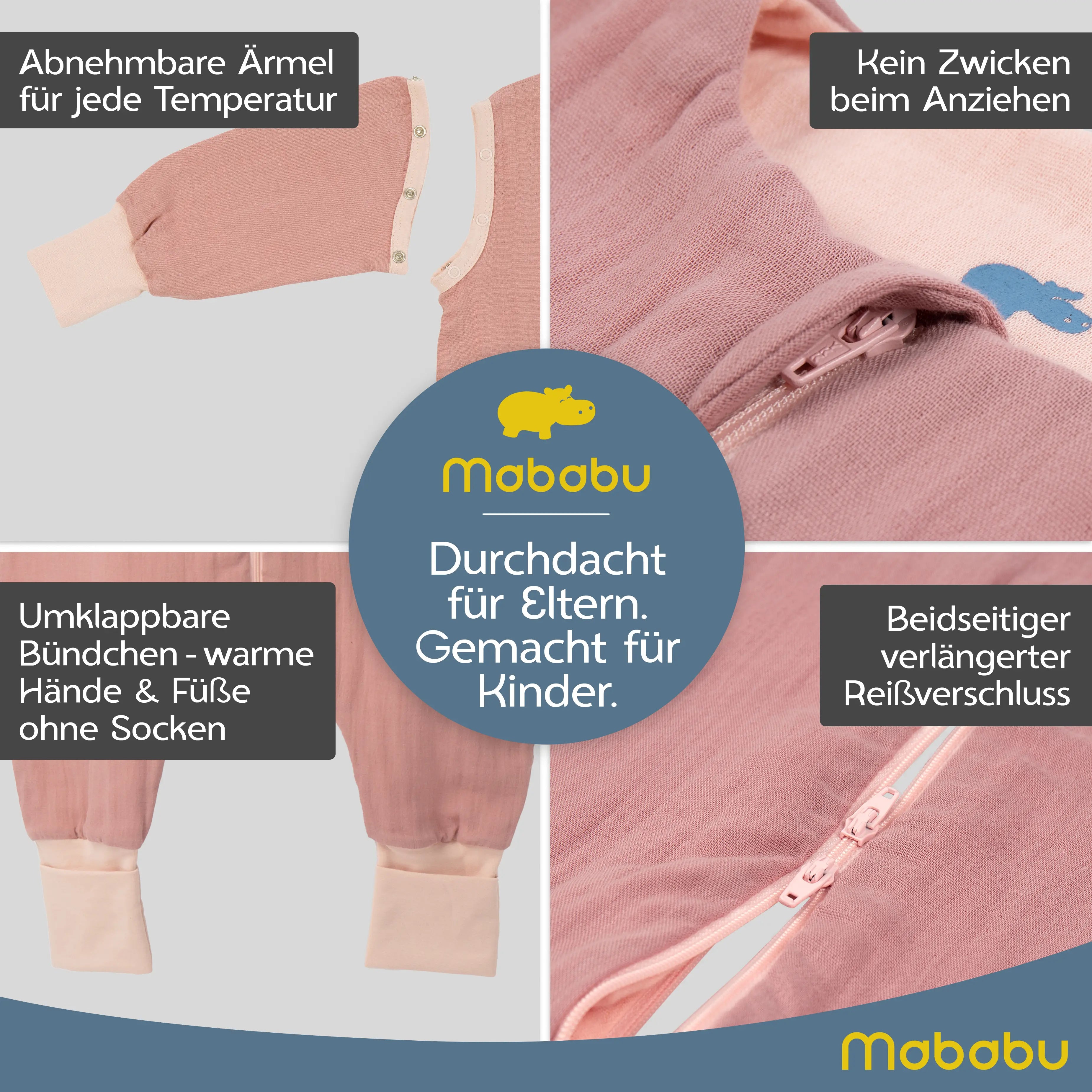 Musselin Sommer Schlafsack mit Füßen 0.5 TOG