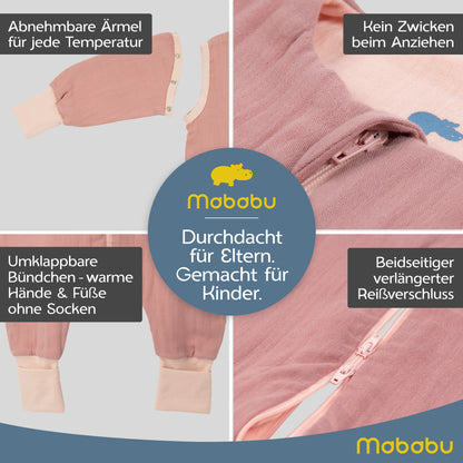 Musselin Sommer Schlafsack mit Füßen 0.5 TOG