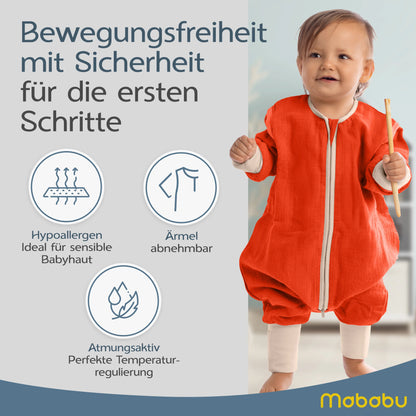 Musselin Sommer Schlafsack mit Füßen 0.5 TOG