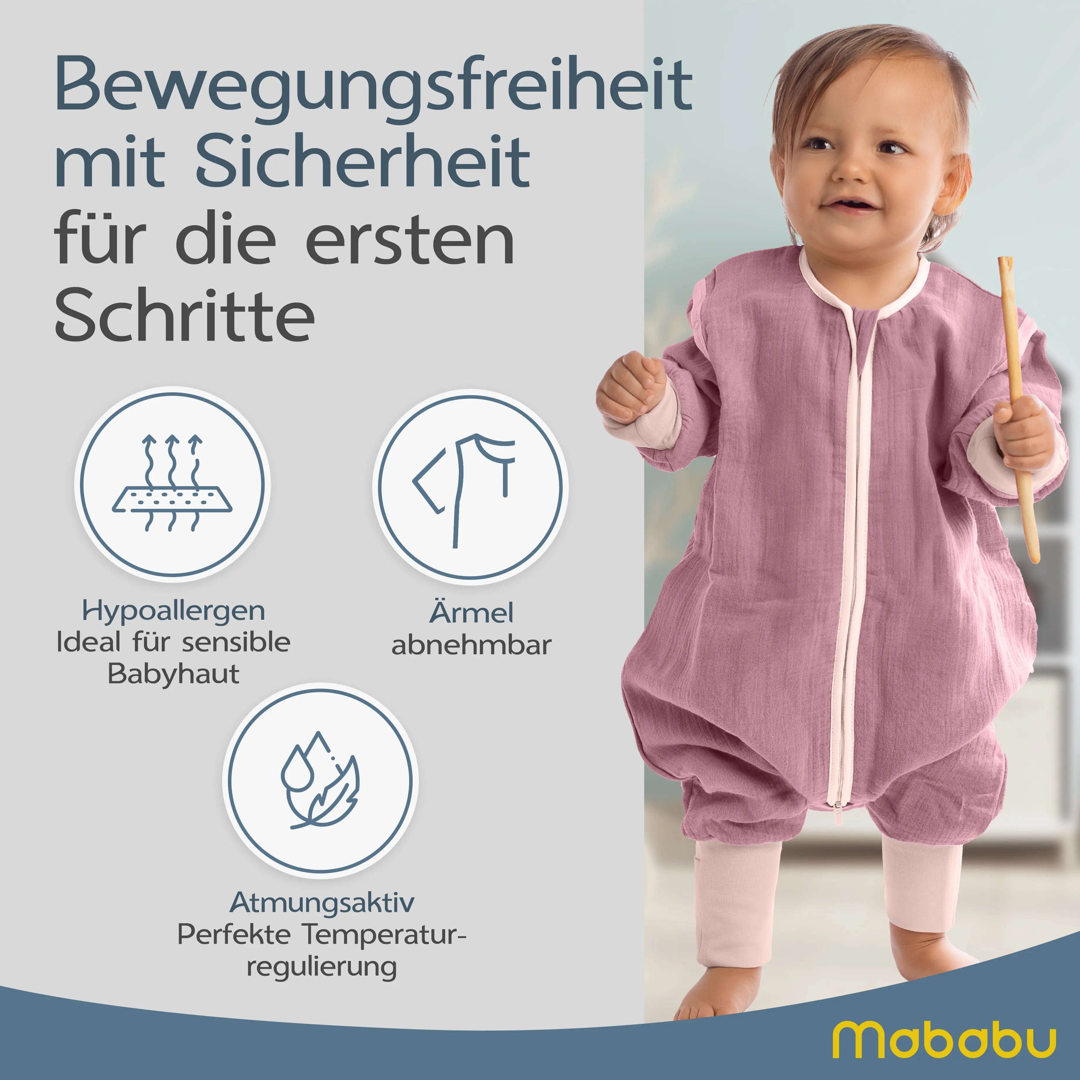 Musselin Sommer Schlafsack mit Füßen 0.5 TOG