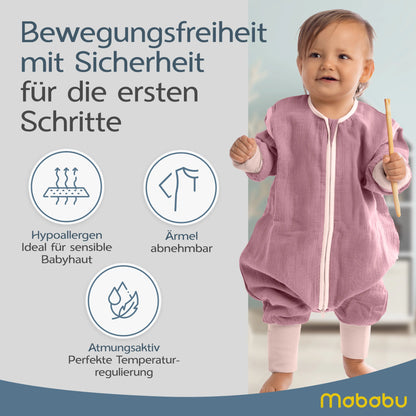 Musselin Sommer Schlafsack mit Füßen 0.5 TOG