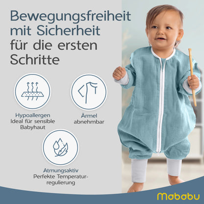 Musselin Sommer Schlafsack mit Füßen 0.5 TOG