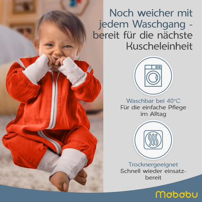 Musselin Sommer Schlafsack mit Füßen 0.5 TOG