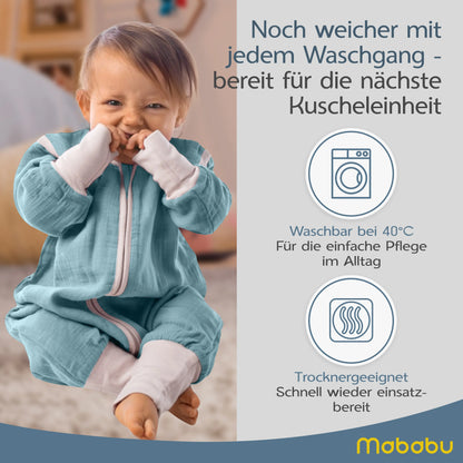 Musselin Sommer Schlafsack mit Füßen 0.5 TOG