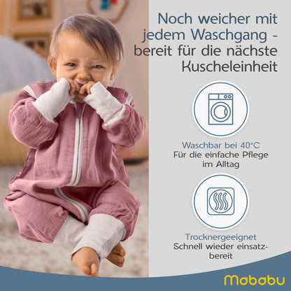 Musselin Sommer Schlafsack mit Füßen 0.5 TOG