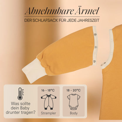 2.5 TOG - Ganzjahres Baby Schlafsack mit Füßen &amp; abnehmbaren Ärmeln - Herbst &amp; Winterschlafsack