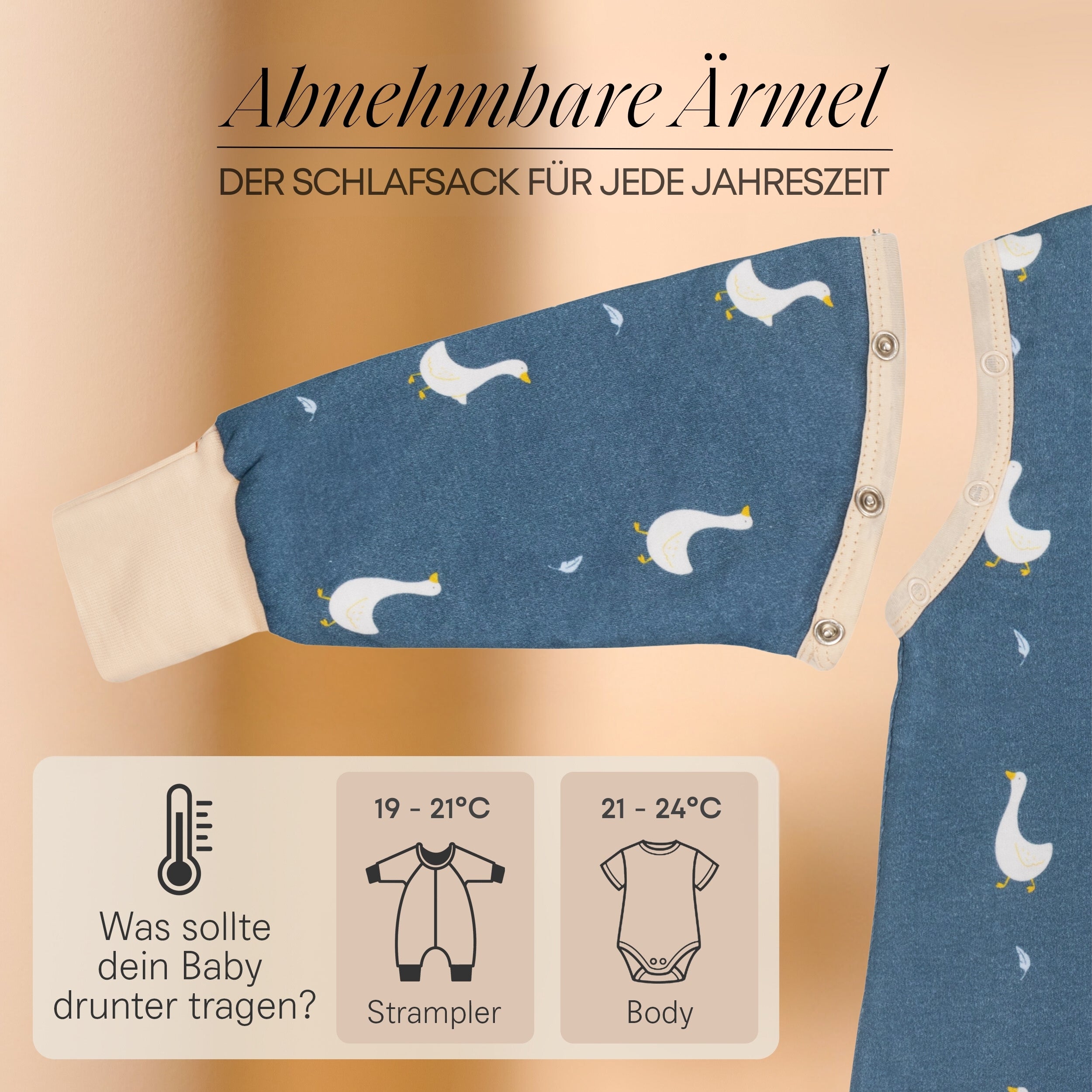 1.5 TOG Ganzjahres Baby Schlafsack mit Füßen &amp; abnehmbaren Ärmeln - Ideal als Übergangsschlafsack