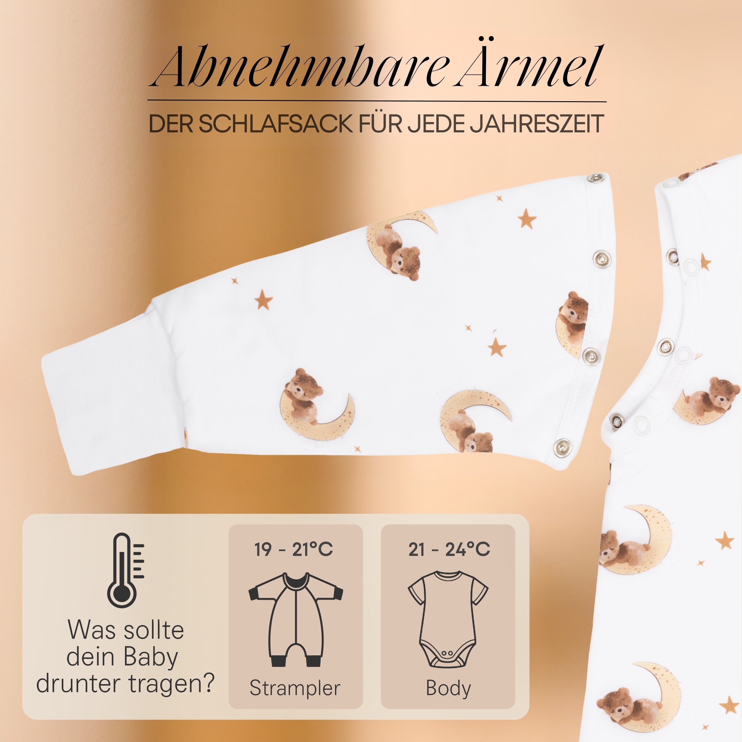 1.5 TOG Ganzjahres Baby Schlafsack mit Füßen &amp; abnehmbaren Ärmeln - Ideal als Übergangsschlafsack