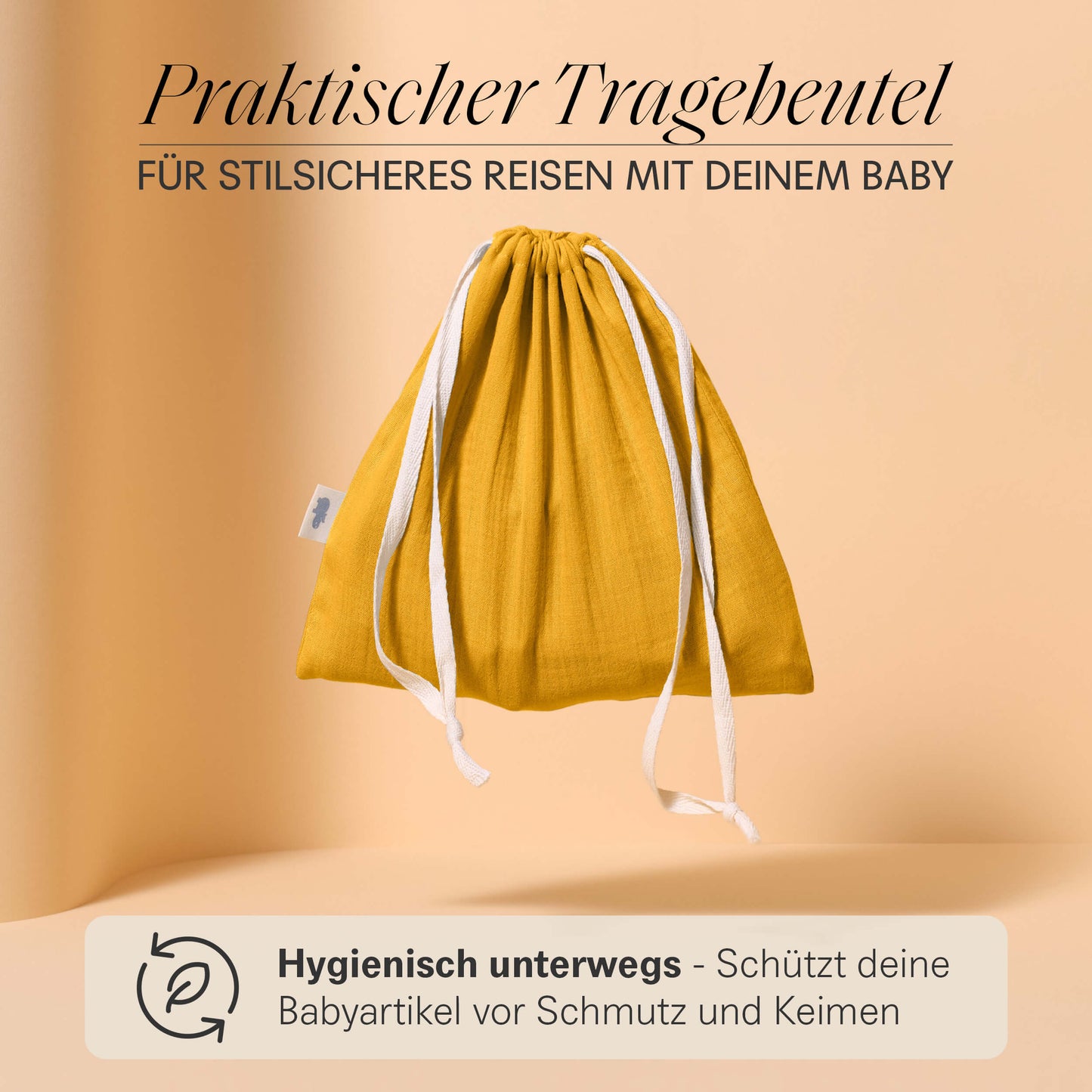 Set regalo in mussola con panno per le coccole, anello per la dentizione, panno per il ruttino e sacchetto in un'elegante confezione regalo.