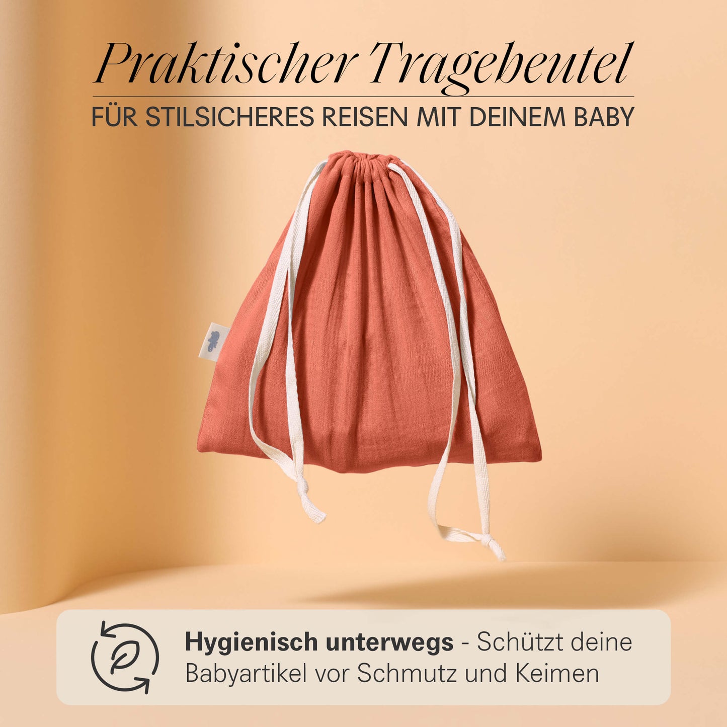 Set regalo in mussola con panno per le coccole, anello per la dentizione, panno per il ruttino e sacchetto in un'elegante confezione regalo.