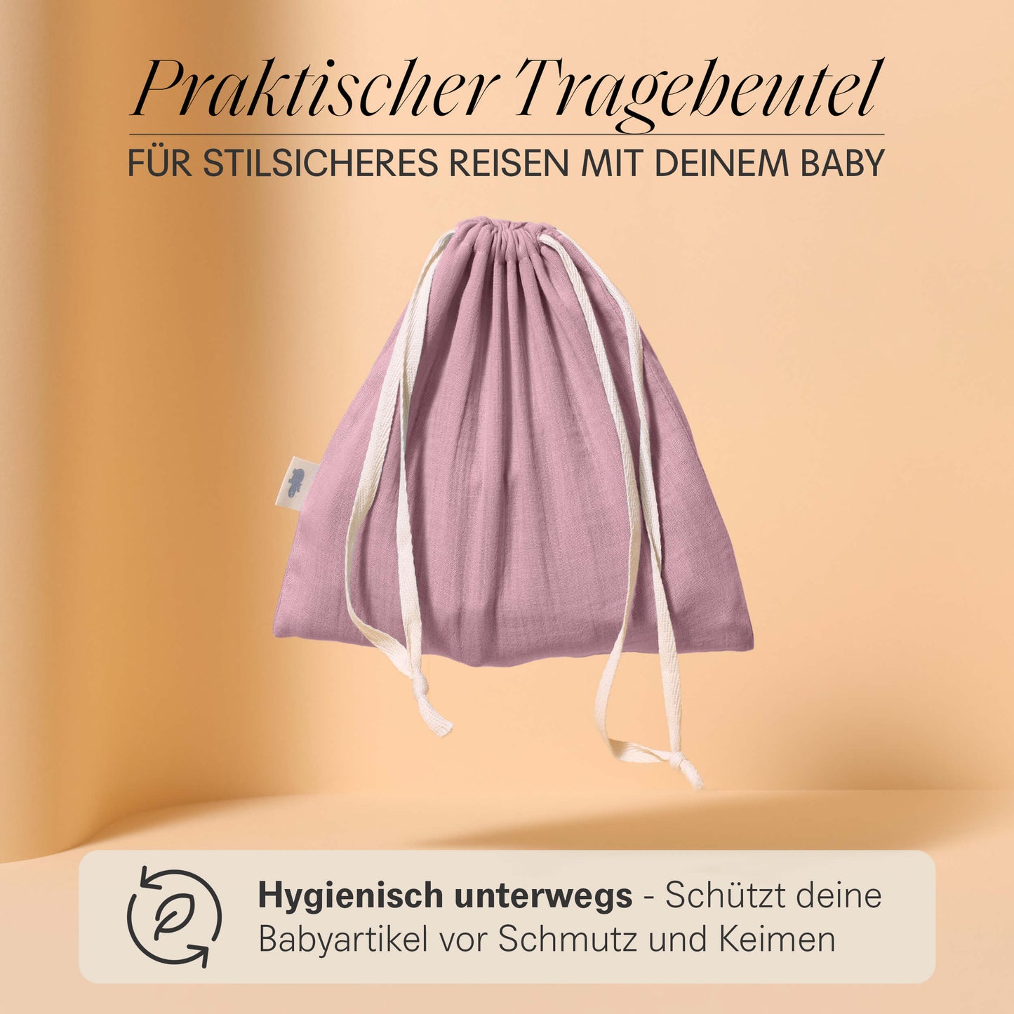 Set regalo in mussola con panno per le coccole, anello per la dentizione, panno per il ruttino e sacchetto in un'elegante confezione regalo.