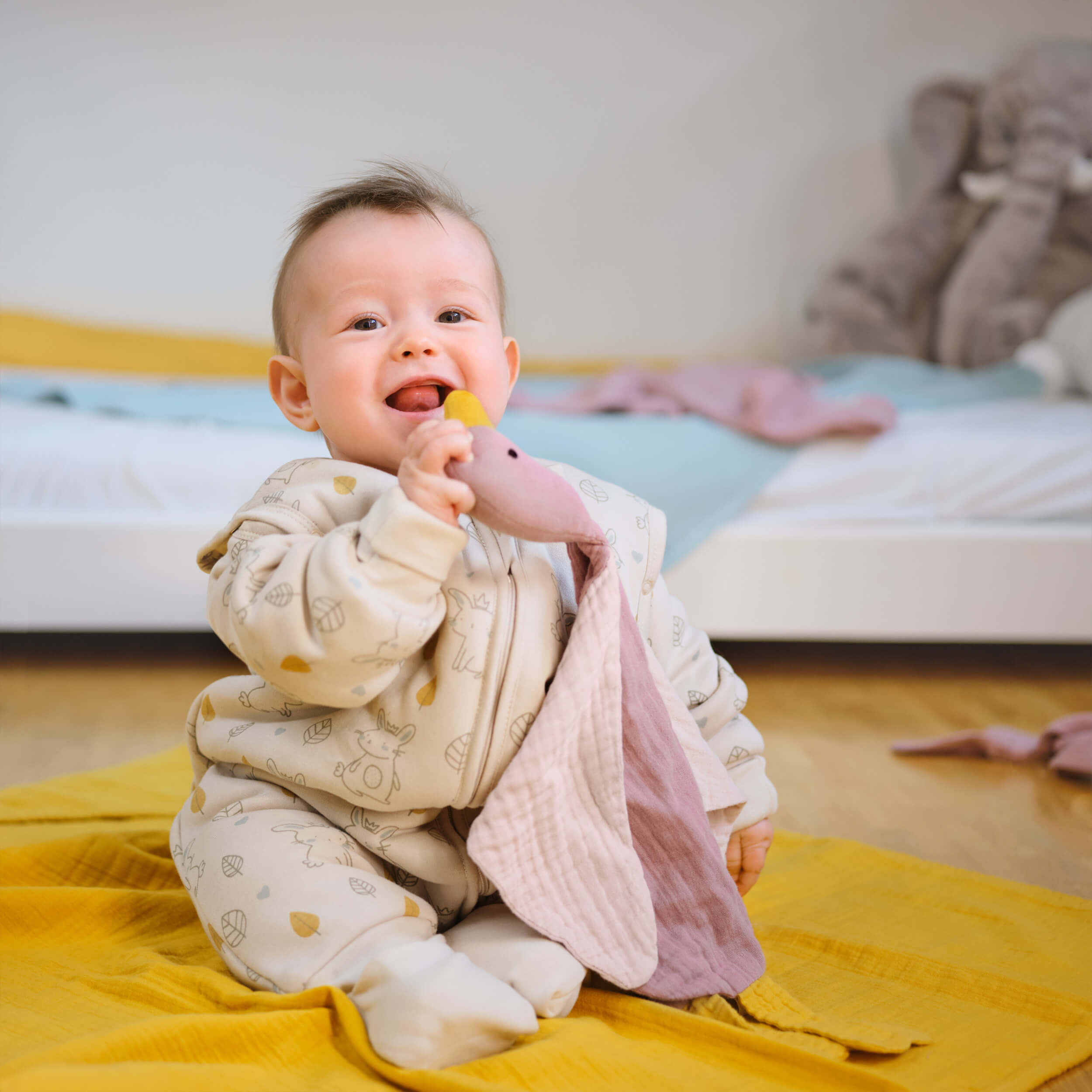 Panno per le coccole, panno per le coccole, ausilio per la nanna del bambino, piumone coniglietto 100% cotone mussola GOTS
