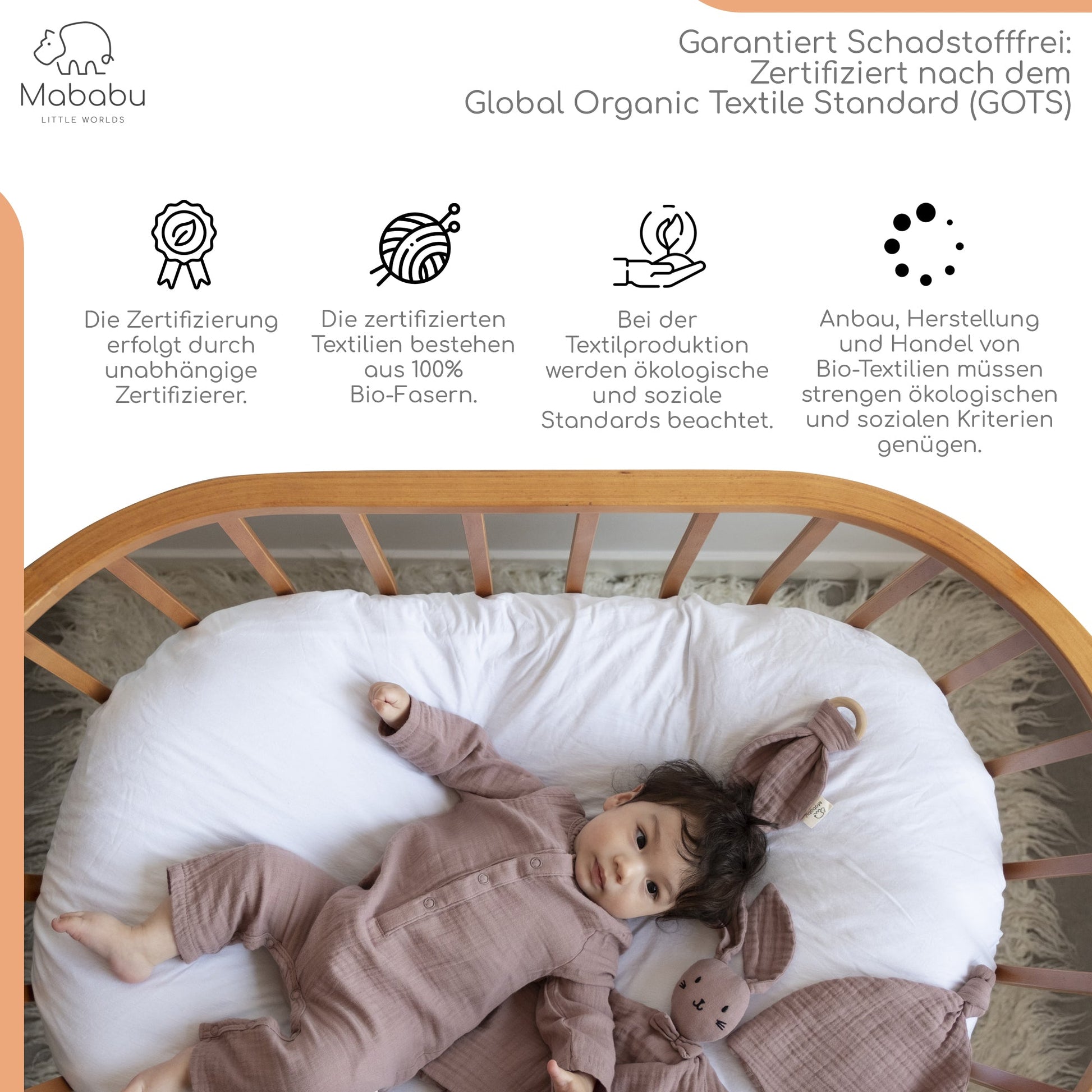 Geschenkset für Babys und Neugeborene aus wunderbar weichem Bio Musselin. Mit Strampler, Lätzchen und Mütze. #color_mustard